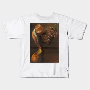 Still Life with Peeled Orange and Bunch of Grapes by Albertus Steenbergen Kids T-Shirt